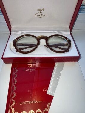 Cartier Tortoiseshell Brown and Gold Eyeglass Temples